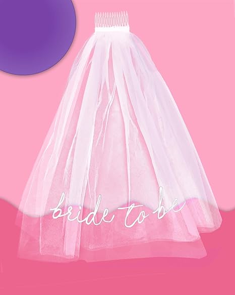 Bachelorette Bride To Be Embroidered Veil | BachParty Accessory, Bride To Be Headband Decorations, White Headpiece Bridal Shower Gift, Engagement Supplies, Wedding, Bridesmaid Favors