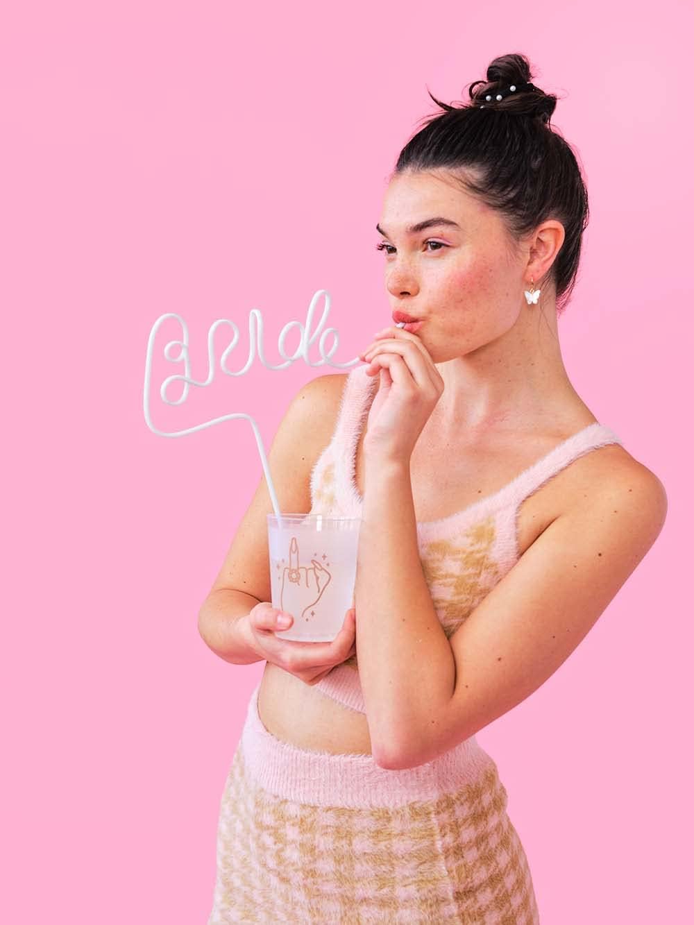 Bachelorette Party XL White Bride Straw | Bridal Shower Party Decorations | Bride to Be Gift