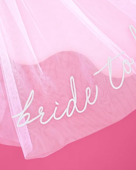 Bachelorette Bride To Be Embroidered Veil | BachParty Accessory, Bride To Be Headband Decorations, White Headpiece Bridal Shower Gift, Engagement Supplies, Wedding, Bridesmaid Favors