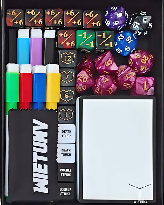 Accessories Set for MTG- 60 Reversible Double-Sided Token Cards Comprehensive Dice, Token, Dry Erase Life Pad & Marker Kit for CCGs & DND Players