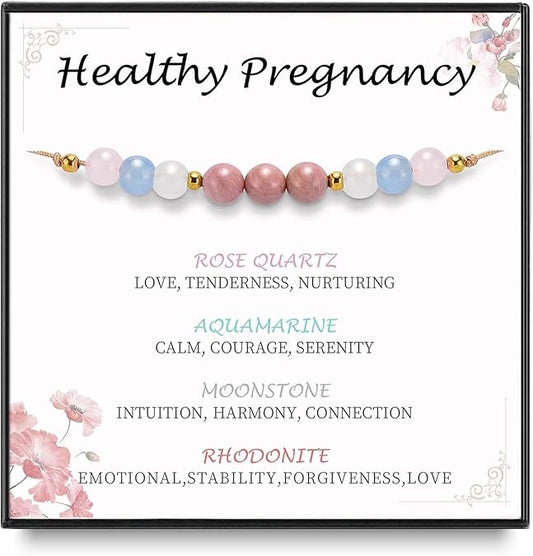 Healthy Pregnancy Gifts Natural Stone Bracelets for Pregnant Women, Mama To Be Pregnancy Must Haves, Pregnancy Gifts for Expecting Mom & First Time Mom, Mothers Day Christmas Jewelry